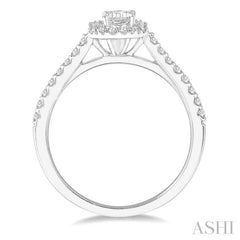 ASHI Emerald Shape Semi-Mount Halo Diamond Engagement Ring 244G8PPFGWG-SM