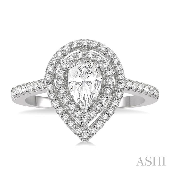 ASHI Pear Shape Halo Diamond Engagement Ring 244H3PPFHWG-LE