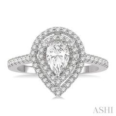 ASHI Pear Shape Halo Diamond Engagement Ring 244H3PPFHWG-LE