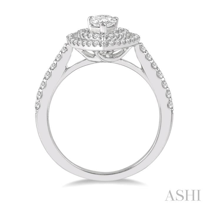 ASHI Pear Shape Halo Diamond Engagement Ring 244H3PPFHWG-LE