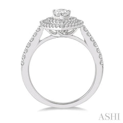 ASHI Pear Shape Halo Diamond Engagement Ring 244H3PPFHWG-LE