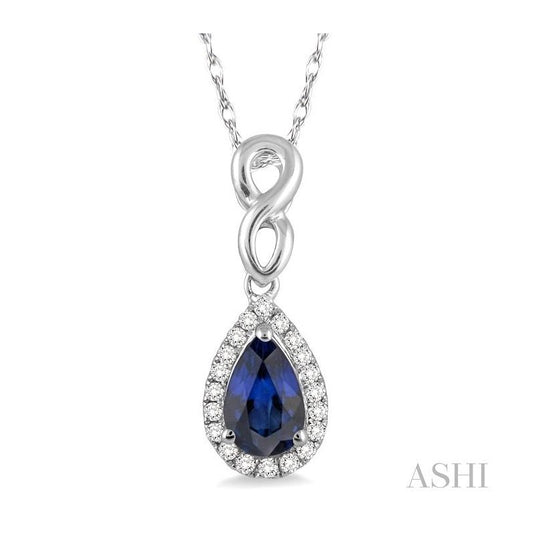 ASHI Pear Shape Gemstone & Halo Diamond Pendant 57058PPFSPDSPWG