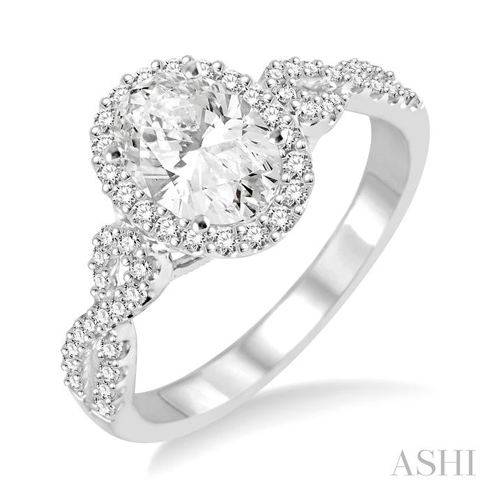 ASHI Oval Shape Halo Diamond Engagement Ring 245C3PPFGWG-LE
