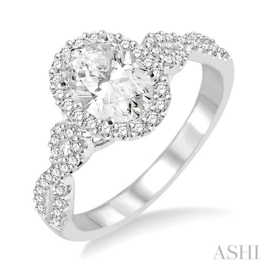 ASHI Oval Shape Halo Diamond Engagement Ring 245C3PPFGWG-LE