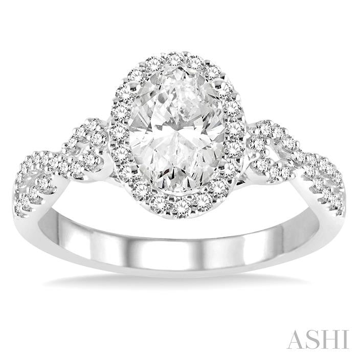 ASHI Oval Shape Halo Diamond Engagement Ring 245C3PPFGWG-LE
