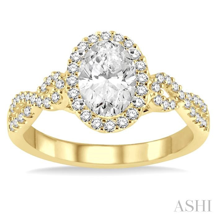 ASHI Oval Shape Halo Diamond Engagement Ring 245C3PPFHYW-LE
