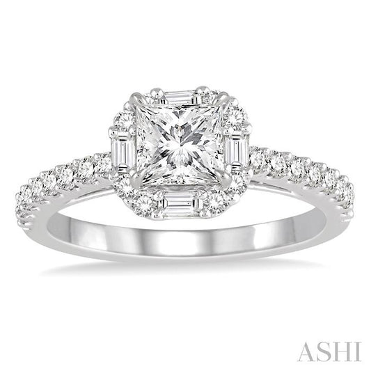 ASHI Princess Shape Halo Diamond Engagement Ring 246B0PPFVWG-LE-1.15