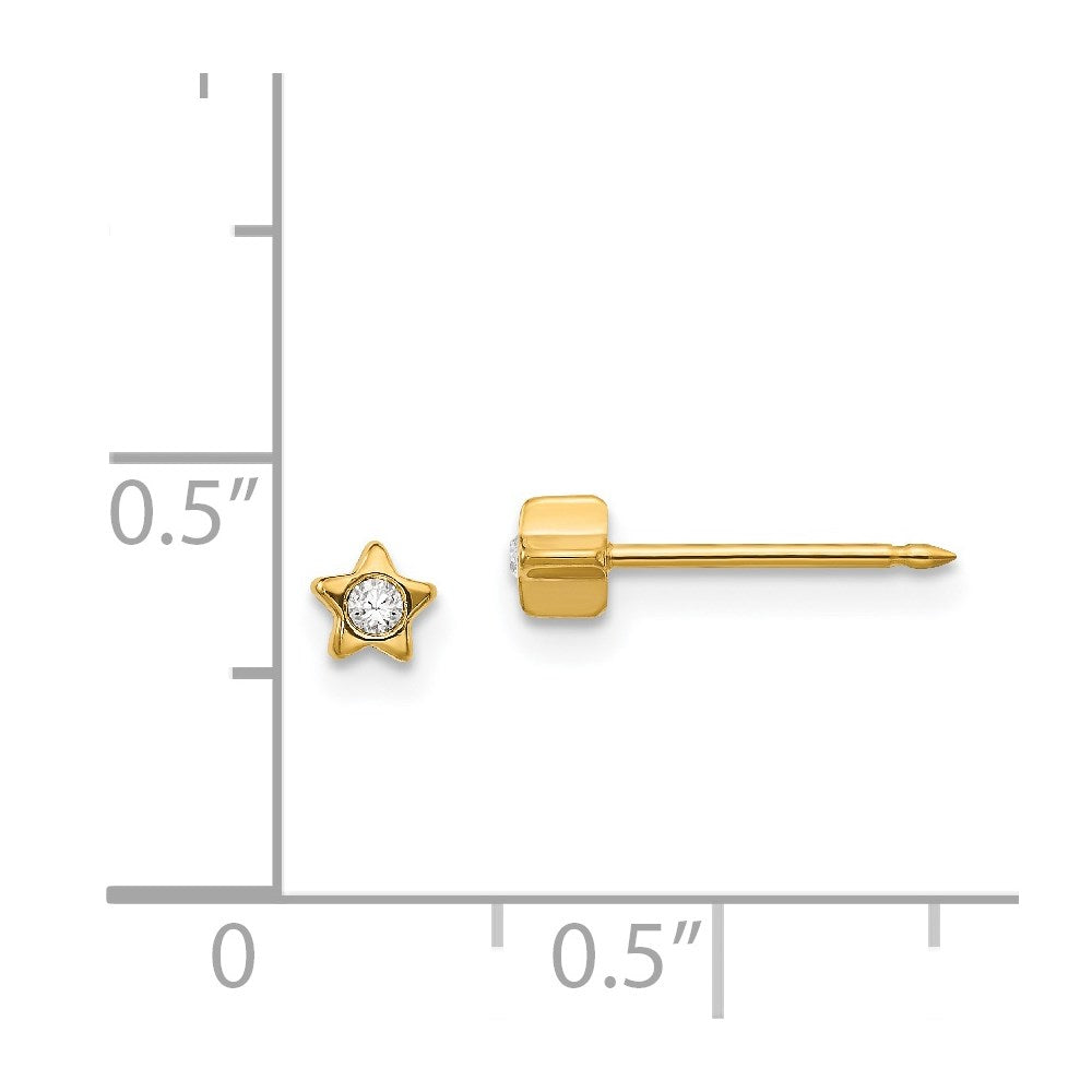 24E Inverness Stainless Steel 24K Gold-plated Star with Crystal Earrings