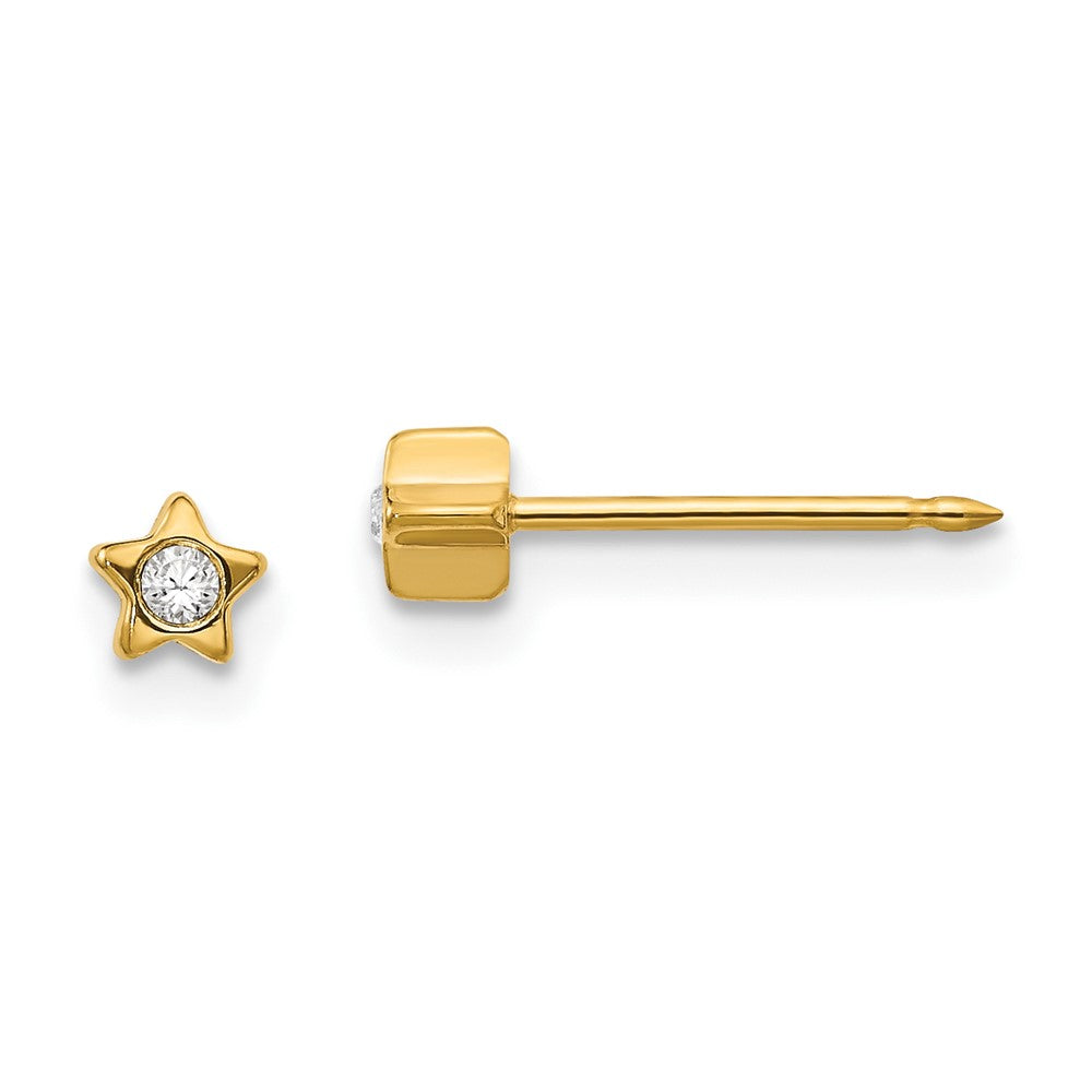 24E Inverness Stainless Steel 24K Gold-plated Star with Crystal Earrings