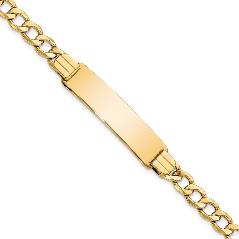 Quality Gold 14k Semi-solid Curb Link ID Bracelet DCID142