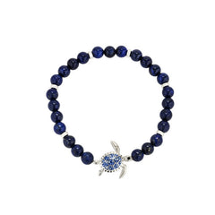 Ocean lapis turtle stretch bracelet