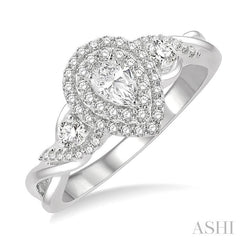 ASHI Pear Shape Halo Diamond Engagement Ring 250M3PPFHWG-LE