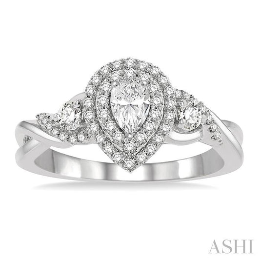 ASHI Pear Shape Halo Diamond Engagement Ring 250M3PPFHWG-LE