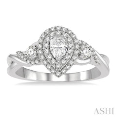 ASHI Pear Shape Halo Diamond Engagement Ring 250M3PPFHWG-LE