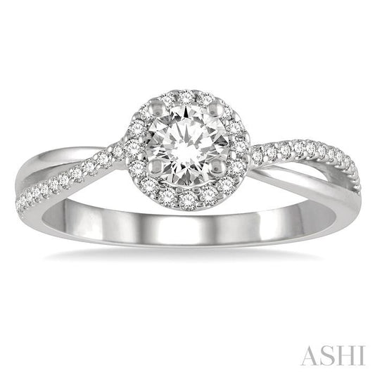 ASHI Round Shape Halo Diamond Engagement Ring 251L3PPFHWG-LE