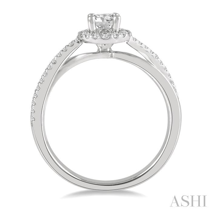 ASHI Round Shape Halo Diamond Engagement Ring 251L3PPFHWG-LE