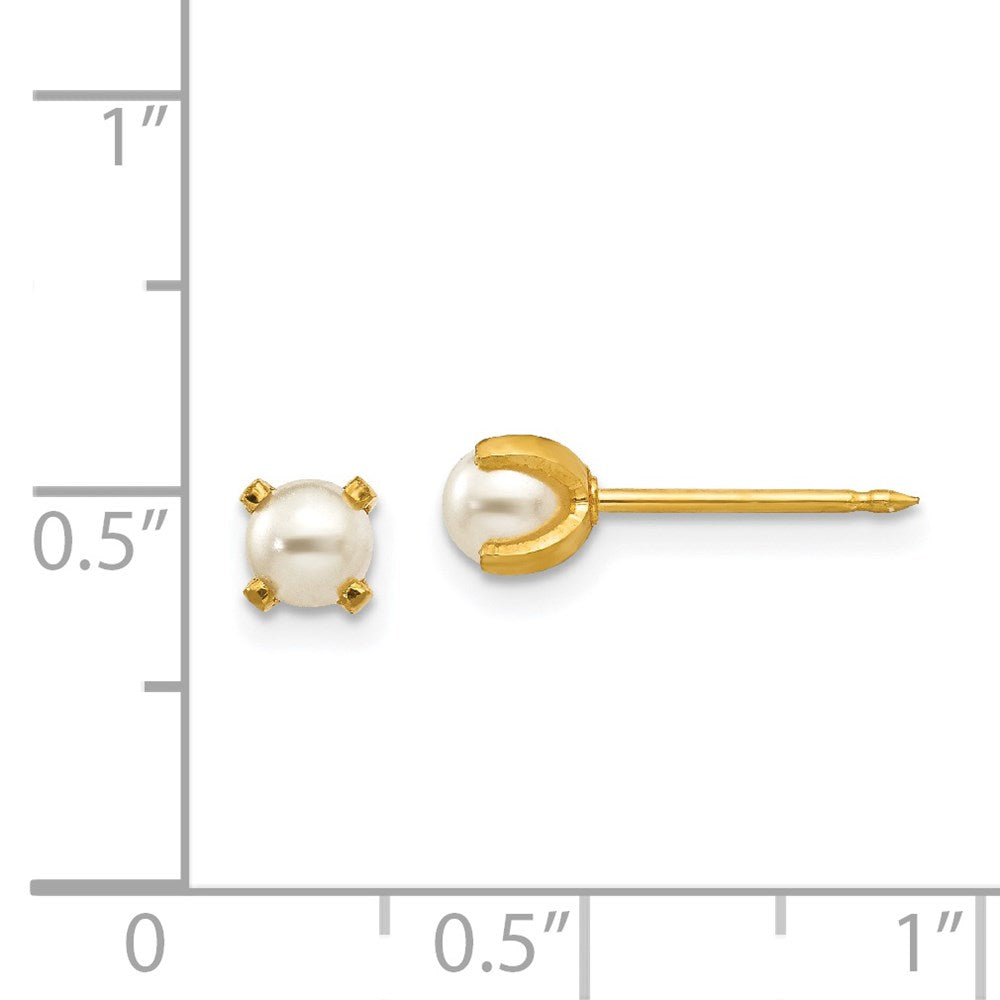 252E Inverness 18k 4mm Prong Simulated Pearl Earrings