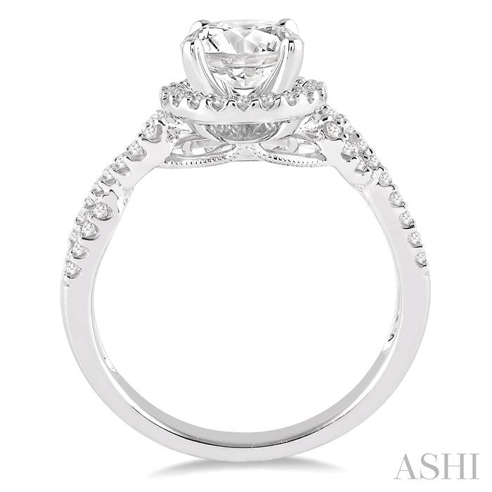 ASHI Round Shape Halo Diamond Engagement Ring 253E3PPFHWG-LE