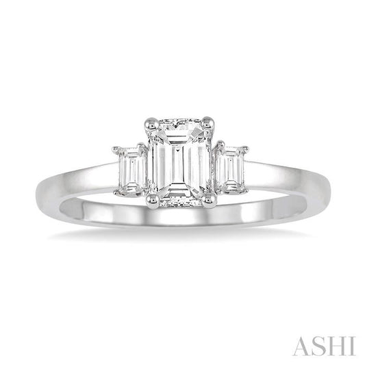 ASHI Emerald Shape Diamond Engagement Ring 253L4PPFGWG-LE