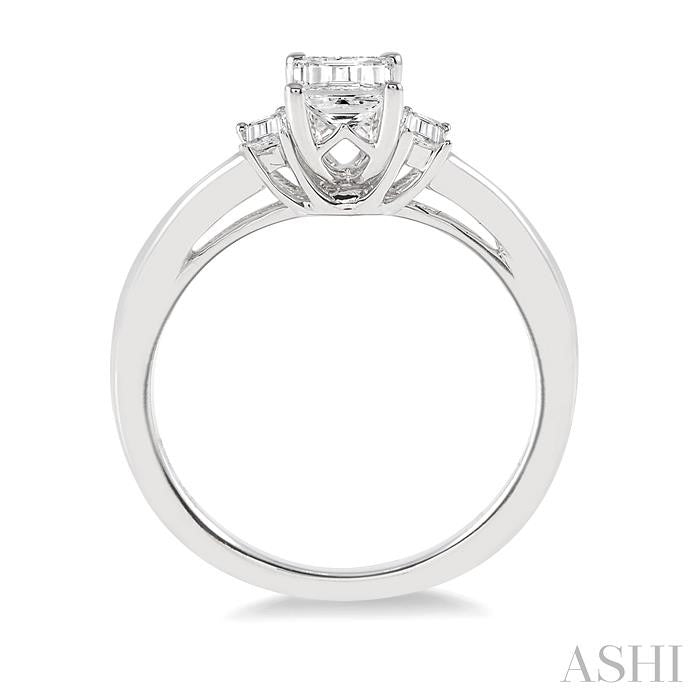 ASHI Emerald Shape Diamond Engagement Ring 253L4PPFGWG-LE