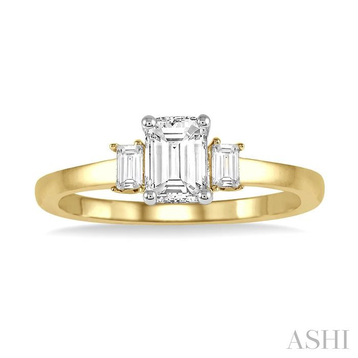 ASHI Emerald Shape Semi-Mount Diamond Engagement Ring 253L9PPFGYW-SM