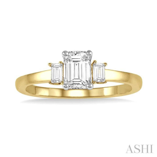 ASHI Emerald Shape Semi-Mount Diamond Engagement Ring 253L9PPFGYW-SM