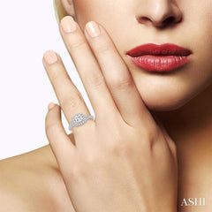 ASHI Princess Shape Semi-Mount Halo Diamond Engagement Ring 254D3PPFHWG-SM