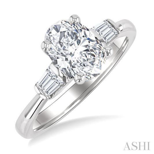 ASHI Oval Shape Semi-Mount Diamond Engagement Ring 254L7PPFVWG-SMOV-1CT