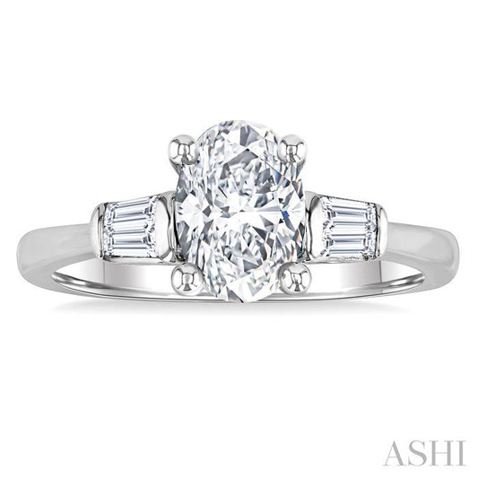 ASHI Oval Shape Semi-Mount Diamond Engagement Ring 254L7PPFVWG-SMOV-1CT