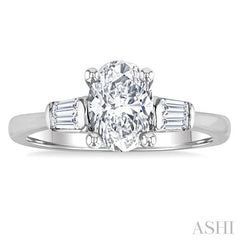 ASHI Oval Shape Semi-Mount Diamond Engagement Ring 254L7PPFVWG-SMOV-1CT
