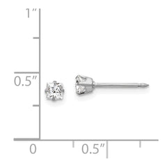 255E Inverness 18k White 3mm Square CZ Earrings