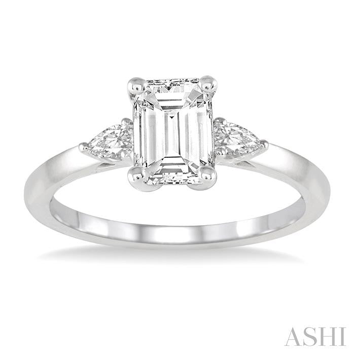 ASHI Emerald Shape Diamond Engagement Ring 255L3PPFGWG-LE-OC