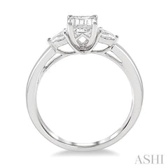 ASHI Emerald Shape Diamond Engagement Ring 255L3PPFGWG-LE-OC