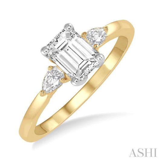 ASHI Emerald Shape Diamond Engagement Ring 255L3PPFGYW-LE-OC