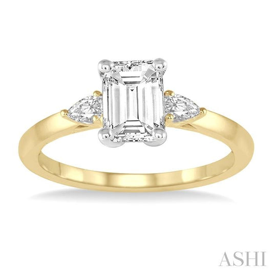ASHI Emerald Shape Diamond Engagement Ring 255L3PPFGYW-LE-OC