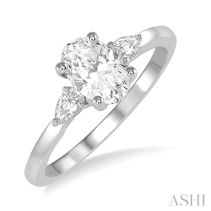 ASHI Oval Shape Semi-Mount Diamond Engagement Ring 255L7PPFGWG-SM-OV