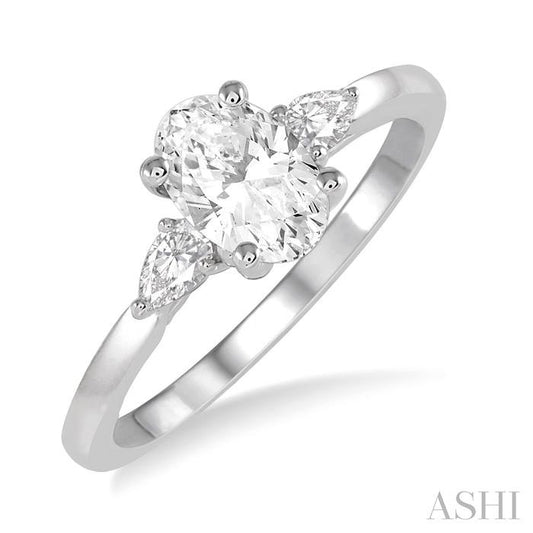 ASHI Oval Shape Semi-Mount Diamond Engagement Ring 255L7PPFGWG-SM-OV