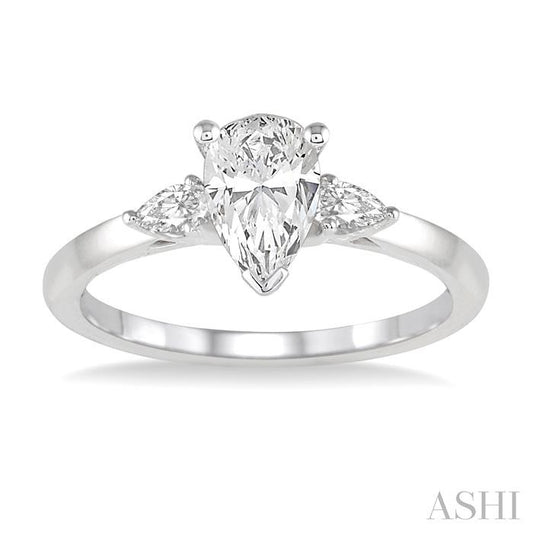 ASHI Pear Shape Semi-Mount Diamond Engagement Ring 255L7PPFGWG-SM-PR
