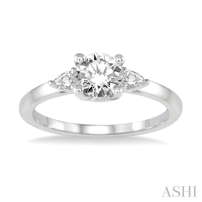 ASHI Round Shape Semi-Mount Diamond Engagement Ring 255L7PPFHWG-SM-RD