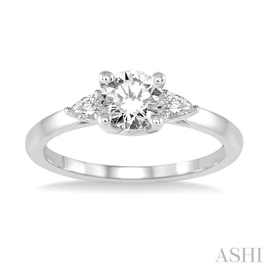 ASHI Round Shape Semi-Mount Diamond Engagement Ring 255L7PPFHWG-SM-RD