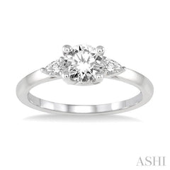 ASHI Round Shape Semi-Mount Diamond Engagement Ring 255L7PPFHWG-SM-RD
