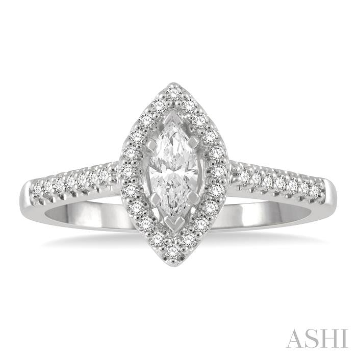 ASHI Marquise Shape Halo Diamond Engagement Ring 255M3PPFGWG-LE