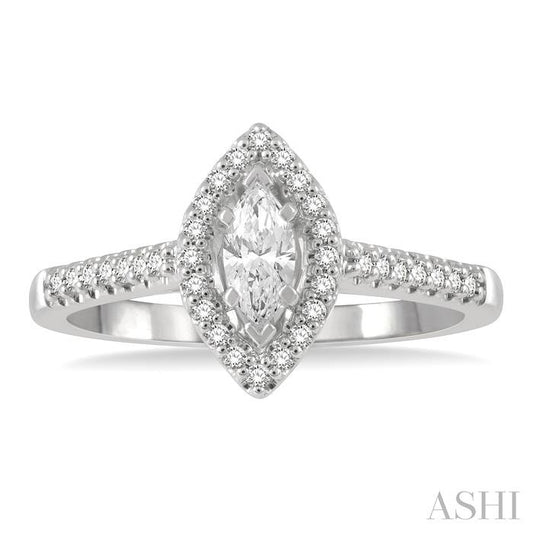 ASHI Marquise Shape Halo Diamond Engagement Ring 255M3PPFGWG-LE
