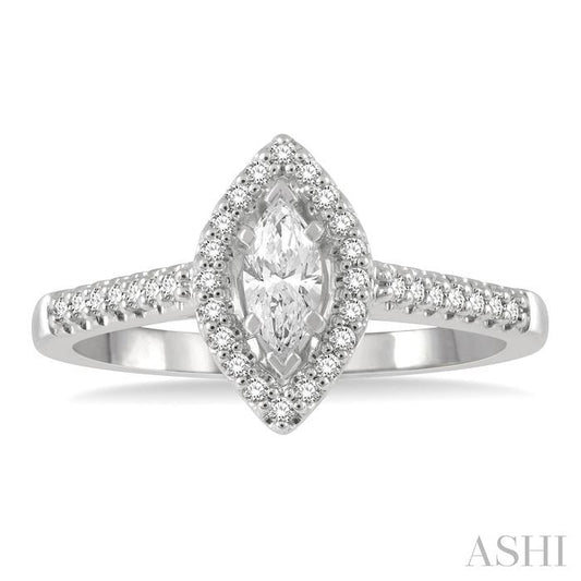 ASHI Marquise Shape Halo Diamond Engagement Ring 255M3PPFHWG-LE