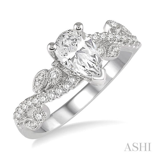 ASHI Pear Shape Semi-Mount Diamond Engagement Ring 256E5PPFVWG-SM