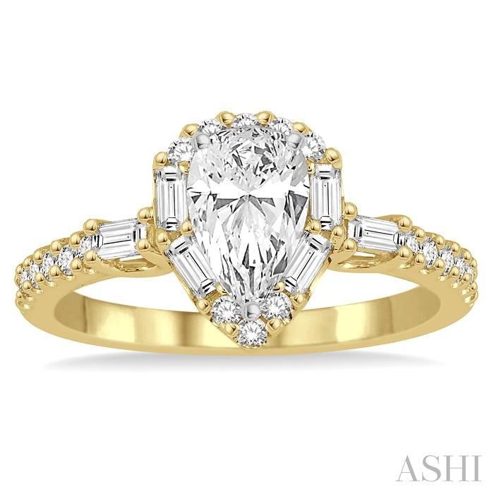 ASHI Pear Shape Halo Diamond Engagement Ring 257C1PPFGYW-LE
