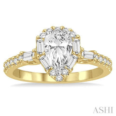 ASHI Pear Shape Halo Diamond Engagement Ring 257C1PPFGYW-LE