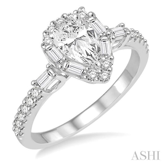 ASHI Pear Shape Halo Diamond Engagement Ring 257C1PPFVWG-LE