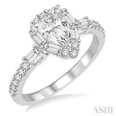 ASHI Pear Shape Halo Diamond Engagement Ring 257C1PPFVWG-LE