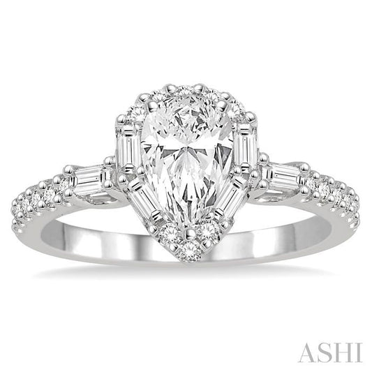 ASHI Pear Shape Halo Diamond Engagement Ring 257C1PPFVWG-LE